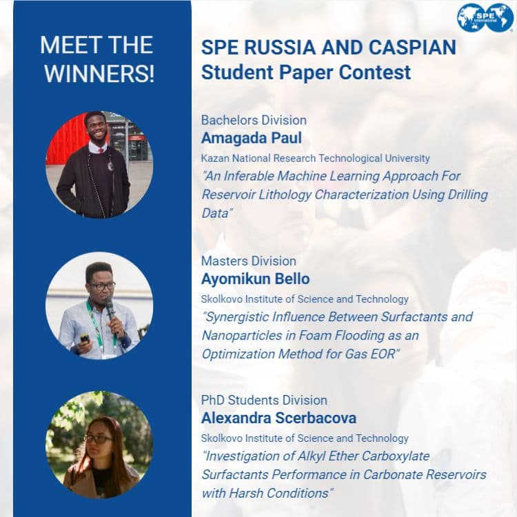 I am so glad to share the names of Winners of SPE Regional Student Paper Contest. These folks will represent the region at the international SPC at ATCE next year!